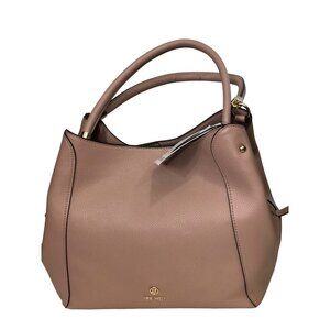 Nine West Etta Carryall Blush Pebbled Faux Leather Shoulder Bag Dbl Handles Gold